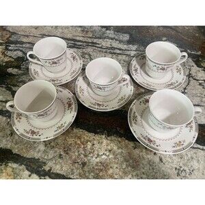 Royal Doulton 5 Cups & Saucers 1975 Kingswood Regency Core Granny Core Cottage